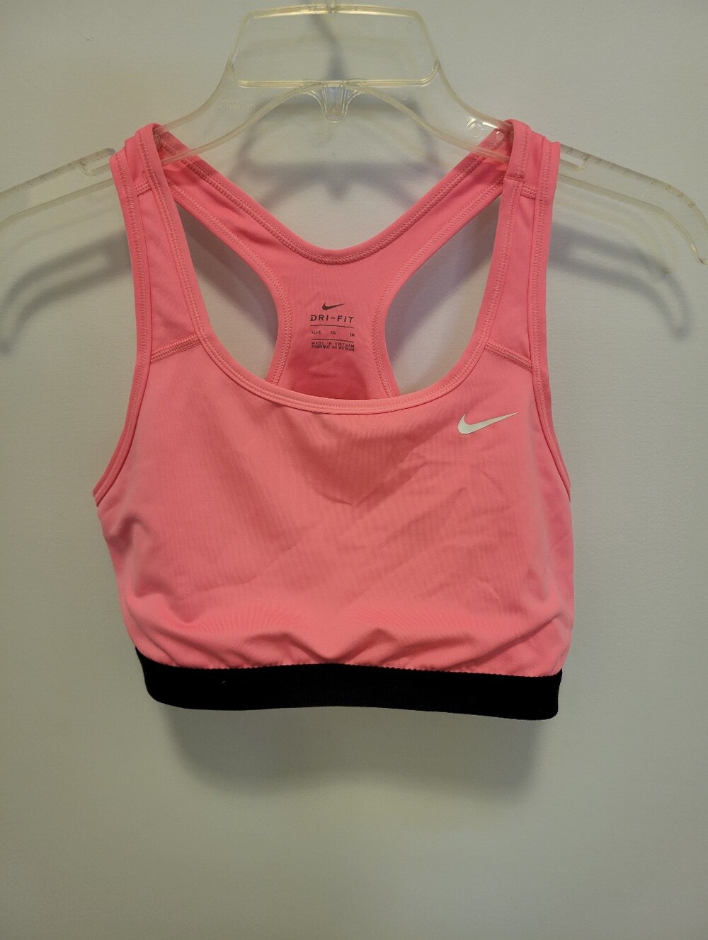 Nike Pink Dri-FIT Racerback Sports Bra with Black Band